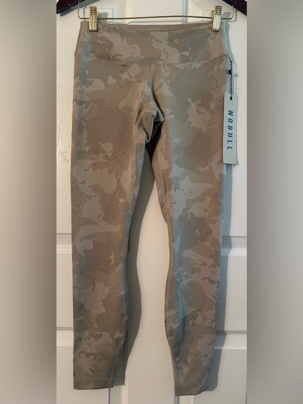 NOBULL Womenβs Small Mid-Rise Tight Leggings Tan Camouflage Athleisure Workout